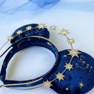 Blue Celestial Minnie Mouse Ears with Star Halo Headband