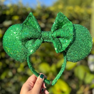 Green Iridescent Sequin Minnie Mouse Ears