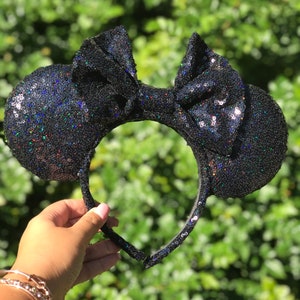 Black Iridescent Sequin Minnie Mouse Ears
