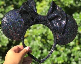 Black Iridescent Sequin Minnie Mouse Ears