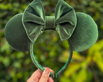 Olive Green Velvet Minnie Mouse Ears