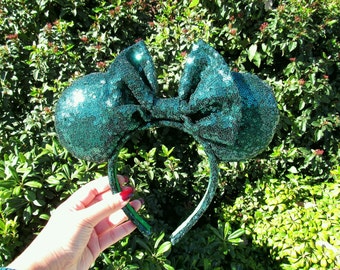 Pine Green Sequin Minnie Mouse Ears