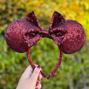 Maroon Sequin Minnie Mouse Ears