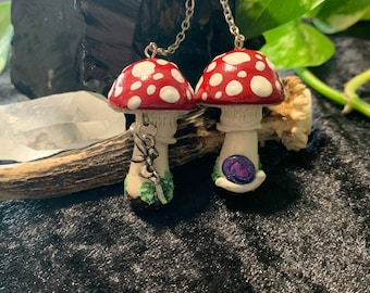 Asymmetrical Mushroom Earrings: Fairy, Snail, Toadstool, Goblincore