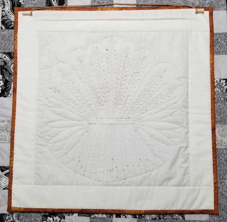 Wheat Design Hand Quilted Wall Hanging 21 12 x 21 12 Free Shipping