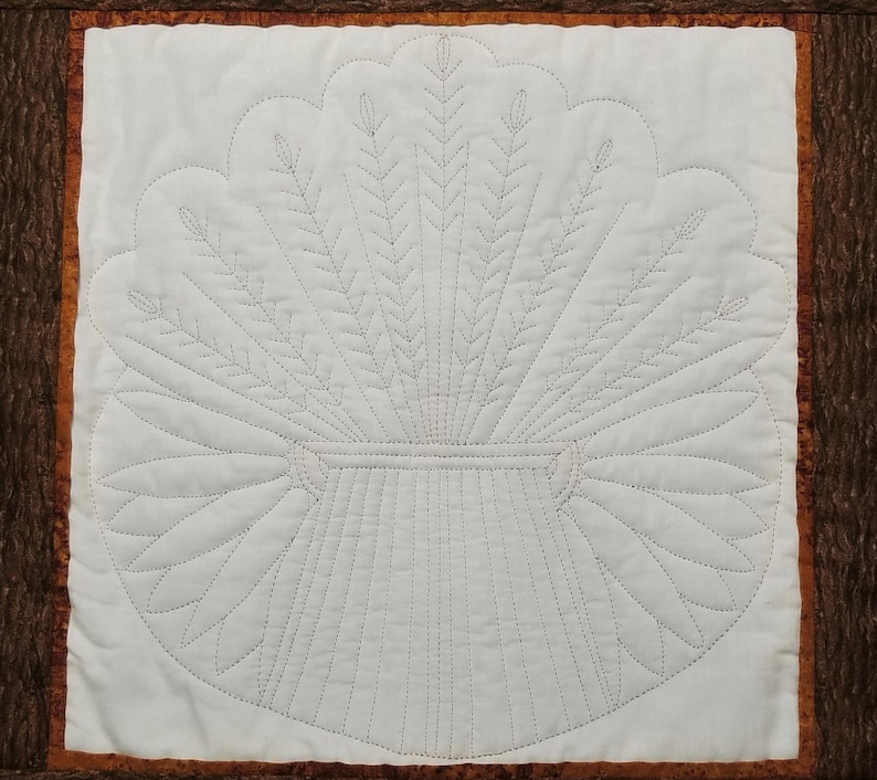 Wheat Design Hand Quilted Wall Hanging 21 12 x 21 12 Free Shipping