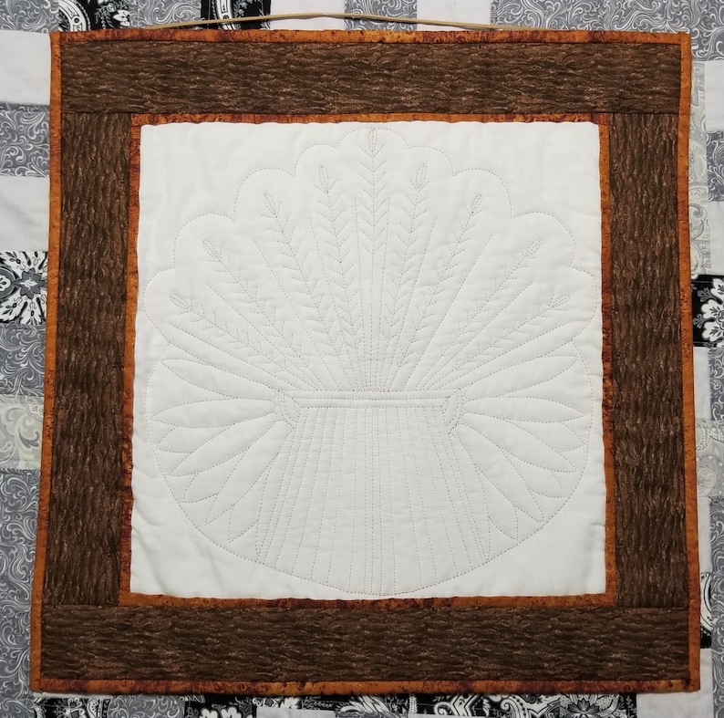 Wheat Design Hand Quilted Wall Hanging 21 12 x 21 12 Free Shipping