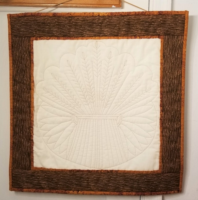 Wheat Design Hand Quilted Wall Hanging 21 12 x 21 12 Free Shipping