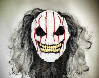 Masque de clown effrayant : toile de jute, doublure en nylon
