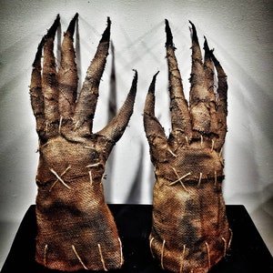Gants d'épouvantail en toile de jute (pas de sang)