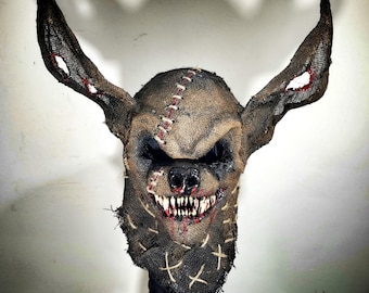 Masque chauve-souris en toile de jute fait main, costume d'Halloween