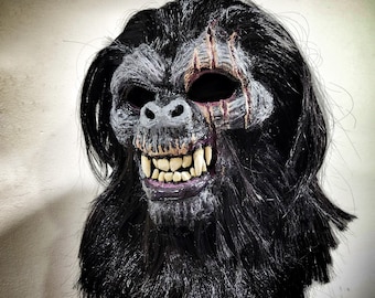 Handmade Bigfoot Mask: Burlap, Nylon Lined