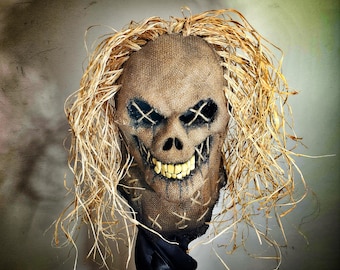 Handmade Burlap Scarecrow Mask, Halloween Costume