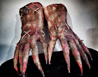 Bloody Burlap Scarecrow Gloves