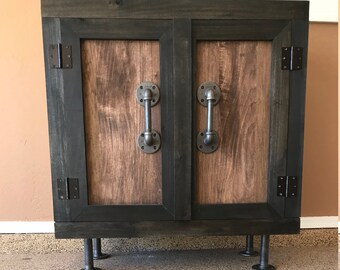 Rustic Liquor Cabinet with Drawer
