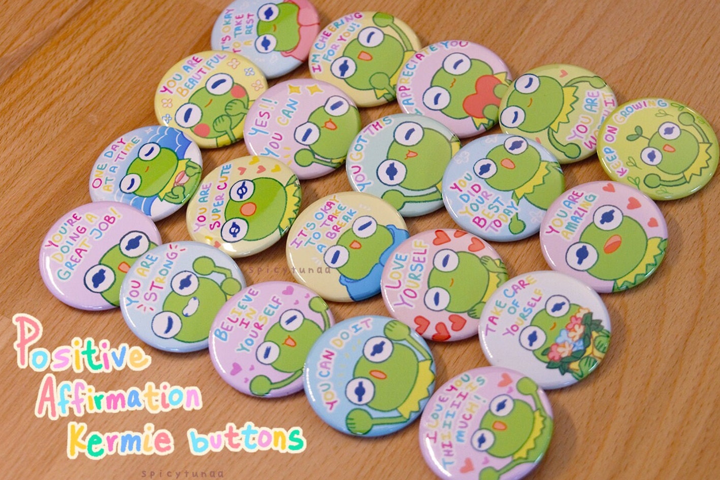 Positive Affirmations Kermie Pin-Back Buttons - 1.5"