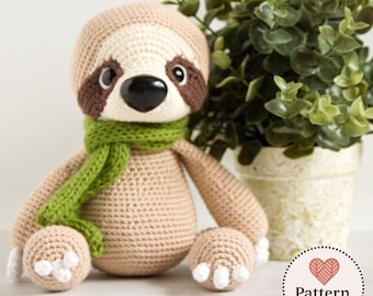 Sloth Amigurumi Crochet Pattern, Woodland Animal Plush Toy Tutorial (PDF Download)