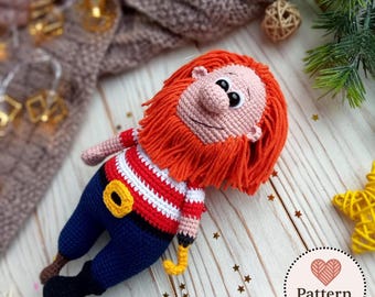 Amigurumi Pirate Crochet Pattern: Pirate Doll Toy DIY Tutorial (PDF File)