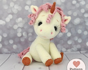 Amigurumi Marshmallow The Unicorn Crochet Pattern, Fantasy Animal Plush Toy Tutorial (PDF Download)