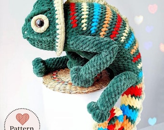 Chameleon Crochet Pattern Amigurumi Lizard PDF Plush Reptile DIY Animal Pattern
