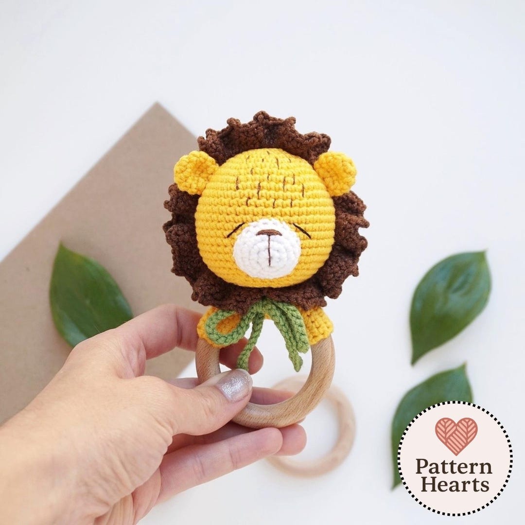 Lion Rattle Crochet Pattern PDF, Amigurumi Baby Toy, Safari Animal ...