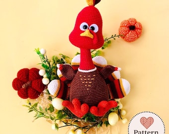 Turkey Crochet Pattern Amigurumi Turkey Plush PDF DIY Thanksgiving Toy Farm Animal