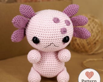 Amigurumi Axolotl Crochet Pattern, Kawaii Salamander Plush Toy Tutorial (PDF Download)