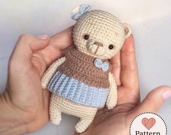 Crochet Molly Bear Crochet Pattern PDF, Amigurumi Doll with Dress, Stuffed Animal Toy Tutorial