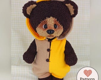 Tishka Bear Crochet Pattern, Amigurumi Doll with Romper Tutorial (PDF Download)