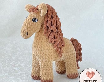 Crochet Horse Amigurumi Pattern, Standing Pony Plush Toy PDF