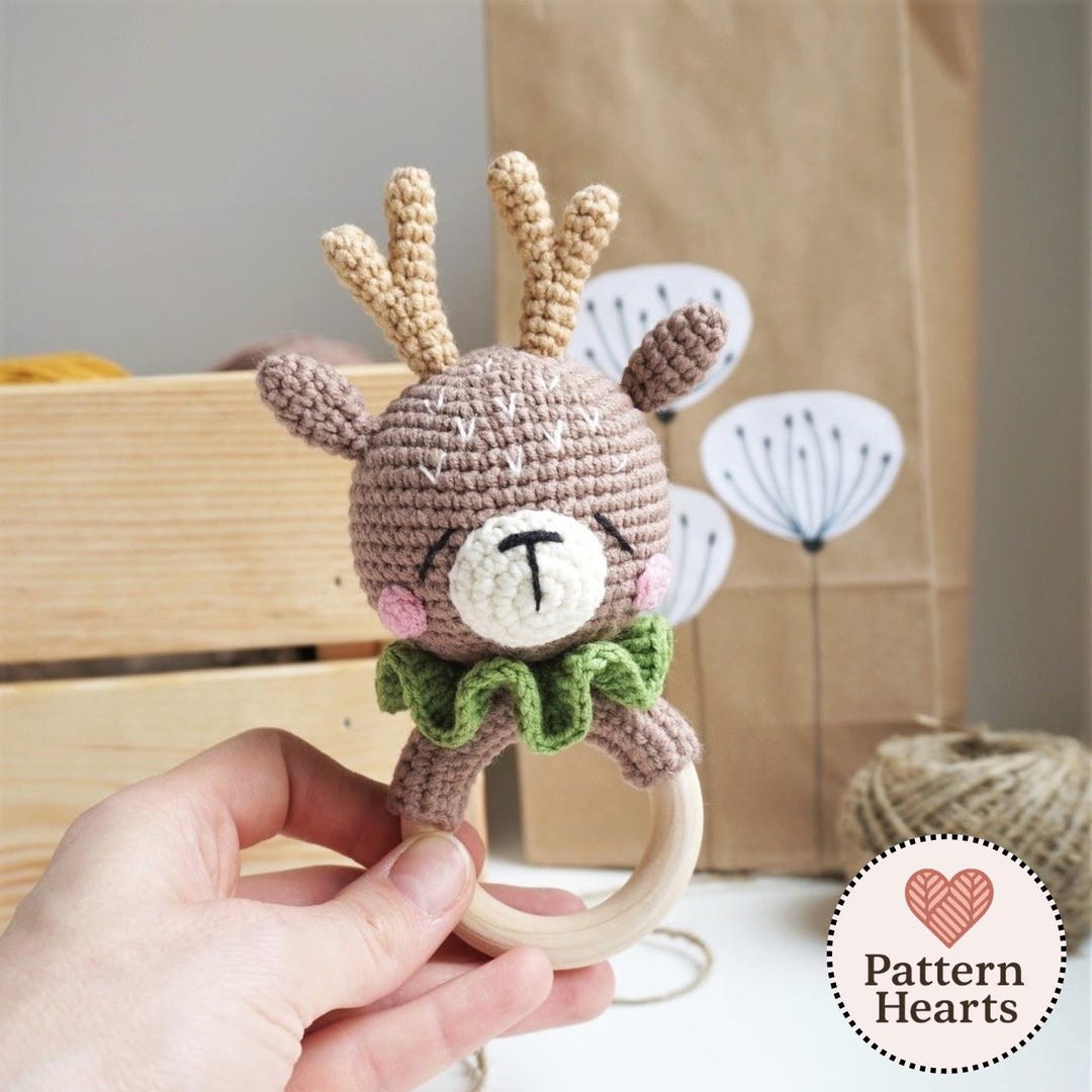 Crochet Deer Rattle Pattern, Amigurumi Woodland Baby Toy (PDF Download ...