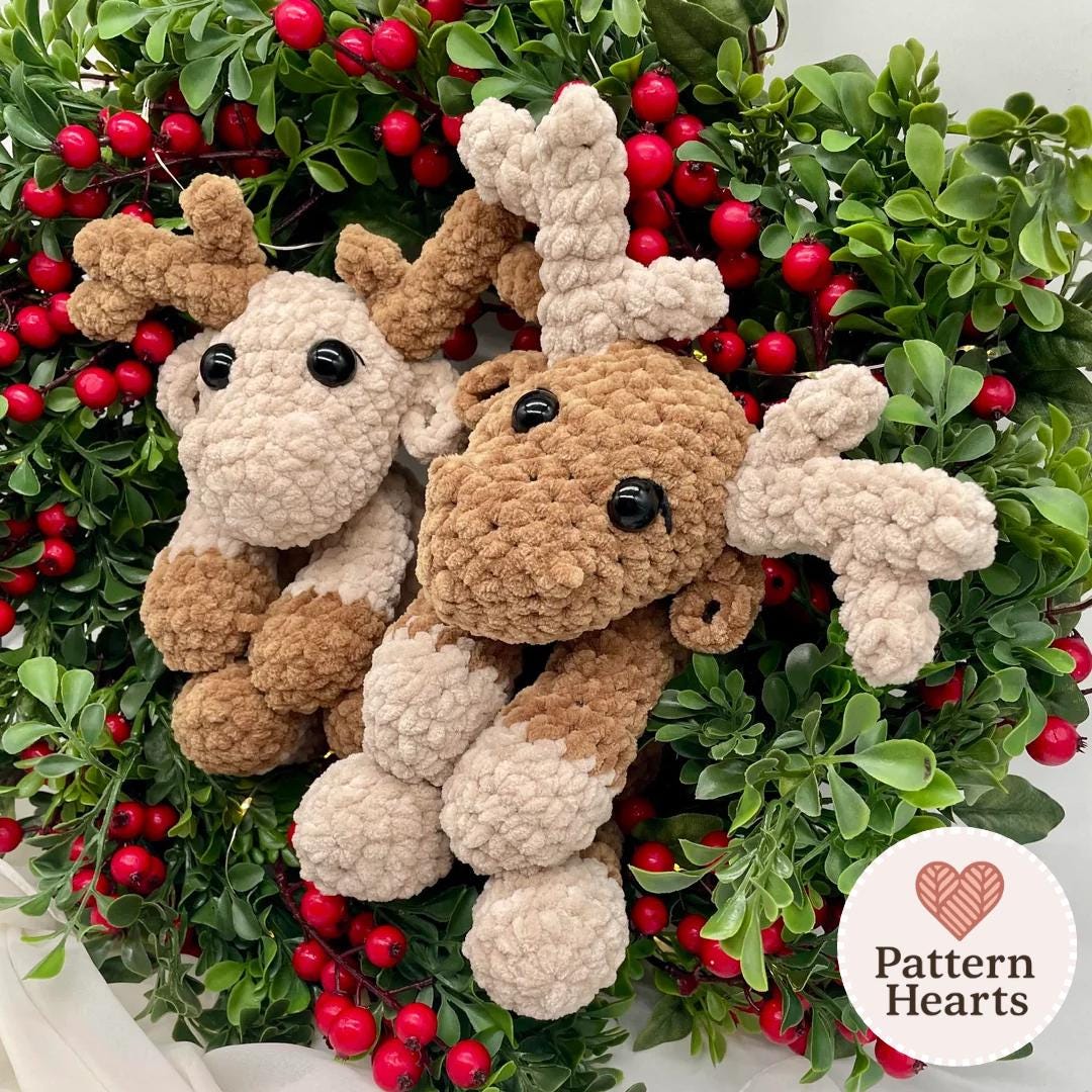 35 Moose Crochet Patterns: Woodland Amigurumi, Loveys, Plushies, and More 4 Reindeer Amigurumi Crochet Pattern: Velvet Plush Moose Toy
