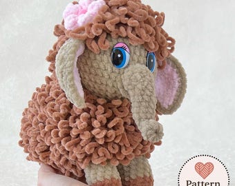 Crochet Mammoth Pattern PDF: Amigurumi Woolly Mammoth, Fluffy Elephant Plushie, Digital Download