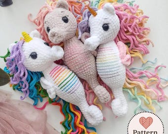 Amigurumi Seahorse Unicorn Crochet Pattern: Magical Sea Creature Toy DIY Tutorial (PDF File)