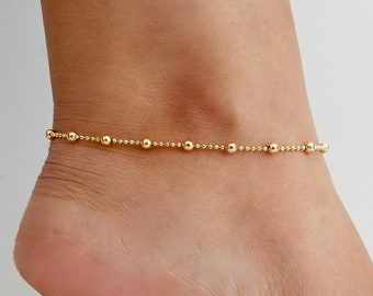 18k Gold Anklet, 10 inches Anklet With Chain, Gold Anklet, Gold Anklet Bracelet, Gold Ankle Bracelet, Dainty Gold Anklet, Anklets For Women