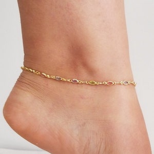 18k Gold Anklet, Anklet With Chain, Gold Anklet, Gold Anklet Bracelet, Gold Ankle Bracelet, Dainty Gold Anklet, Anklets For Women