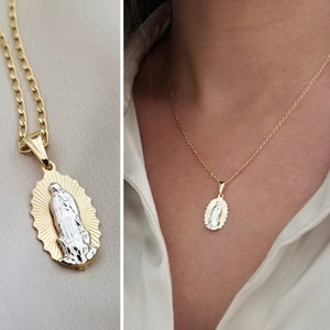 Dainty Virgin Mary Necklace, Miraculous Pendant, Catholic Necklace, Religious Necklace, Baptism, 18k Gold Filled DAINTY Chain