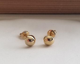 Simple Gold Studs, 18k Gold, Gold Filled, Ball Posts - Small Earrings - Tiny Studs - Small Round Posts Simple Dainty Minimalist