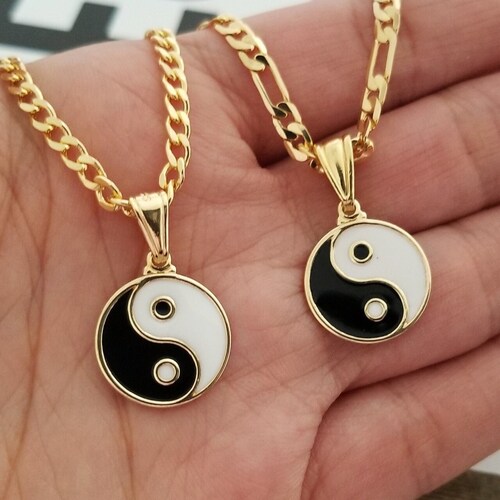 Yin Yang Necklace Gold Yin Yang Necklace Gold Circle Etsy