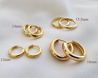 18kt Gold Filled Thick Huggie  Hoops - Gold Thick Huggie Hoop Earrings - Simple Thick Huggie Hoops