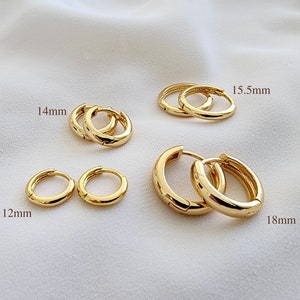 18kt Gold Filled Thick Huggie  Hoops - Gold Thick Huggie Hoop Earrings - Simple Thick Huggie Hoops