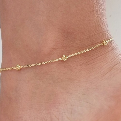 18k Gold Anklet, Anklet With Chain, Gold Anklet, Gold Anklet Bracelet, Gold Ankle Bracelet, Dainty Gold Anklet, Anklets For Women