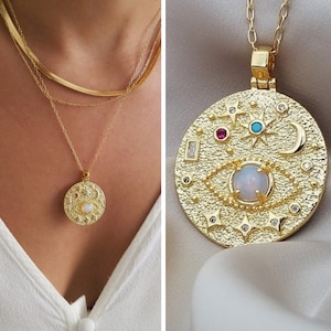 Gold Evil Eye Necklace, Evil Eye w/ Chain, Gold Eye Pendant, Eye Charm, Dainty Eye, Protection Jewelry, Minimalist