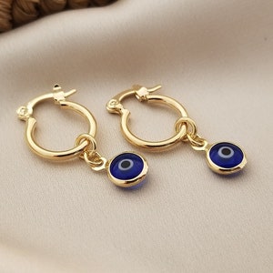 evil eye earrings/ 18K gold filled dainty earrings