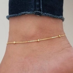 18k Gold Anklet, (10") Anklet With Chain, Gold Anklet, Gold Anklet Bracelet, Gold Ankle Bracelet, Dainty Gold Anklet, Anklets For Women