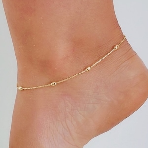 18k Gold Anklet, Anklet With Chain, Gold Anklet, Gold Anklet Bracelet, Gold Ankle Bracelet, Dainty Gold Anklet, Anklets For Women, 10 inches