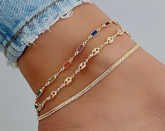 18k Gold Anklet, Anklet With Chain, Gold Anklet, Gold Anklet Bracelet, Gold Ankle Bracelet, Dainty Gold Anklet, Anklets For Women