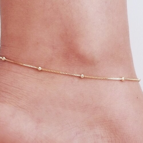 Initial Anklet Gift for Her Dainty Ankle Bracelet Gold Etsy