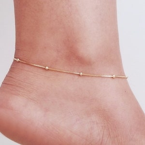 18k Gold Anklet, (9.5") Anklet With Chain, Gold Anklet, Gold Anklet Bracelet, Gold Ankle Bracelet, Dainty Gold Anklet, Anklets For Women