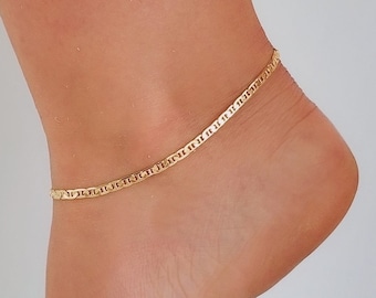 18K Gold Filled Anklet | Gold Mariner Anklet | Mariner Anklet | Thick Gold Ankle Bracelet | Gold Anklets for Women | Mariner Chain Anklet